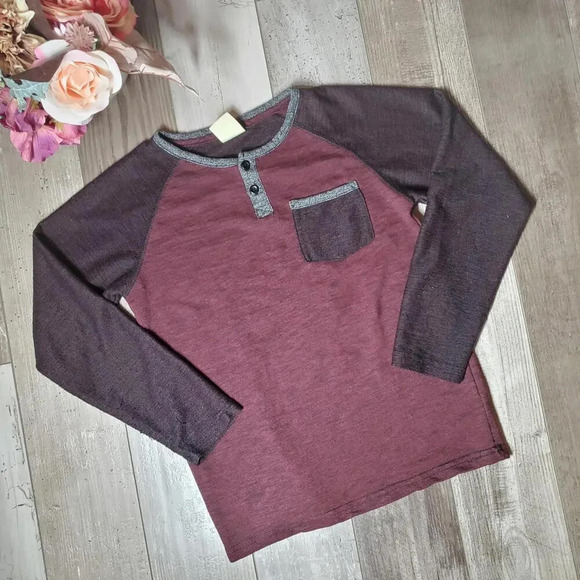 Rustic Blue Boys Long Sleeve Marled Baseball Raglan Henley Tee Size Small - Picture 9 of 15
